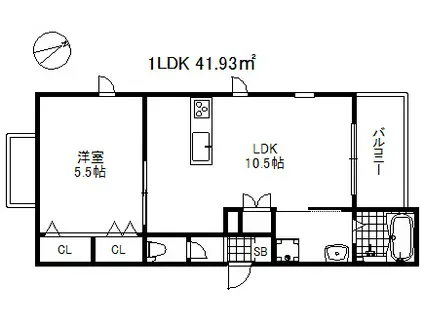 サンハイム米夢(1LDK/3階)の間取り写真