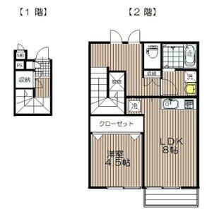 リーコーポ壱番館(1LDK/2階)の間取り写真