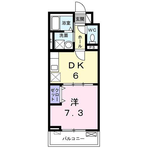 ベルウエスト(1DK/1階)の間取り写真