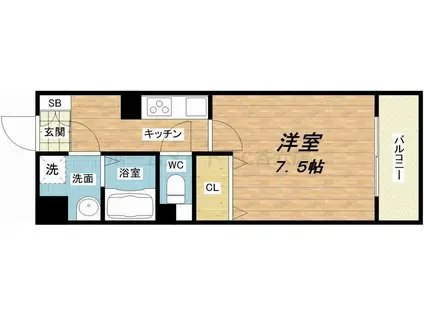 アーバネックス・谷町(1K/8階)の間取り写真