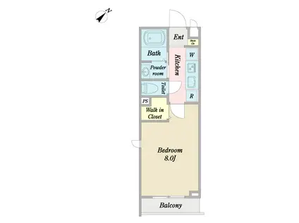 アズーリ(1K/2階)の間取り写真