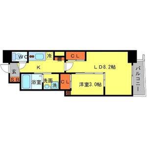 SERENITE谷町CROIX(1LDK/2階)の間取り写真