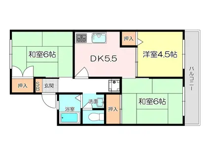ドミール池尻(3DK/2階)の間取り写真