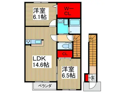 コンフォートフォレストII(2LDK/2階)の間取り写真