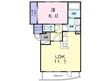 プリムローズ(1LDK/2階)の間取り写真