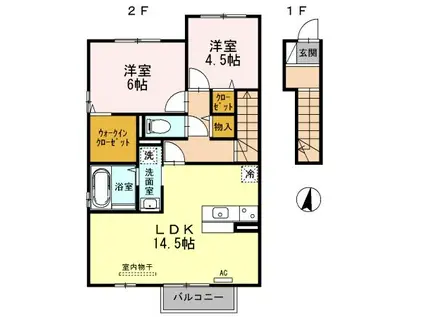 グラン3104A(2LDK/2階)の間取り写真