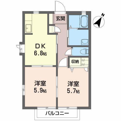 タウンコート木村(2DK/2階)の間取り写真