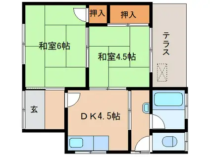 渡部アパート(2DK/1階)の間取り写真