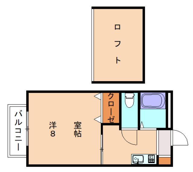 サクセスハイツII A(1K/1階)の間取り写真