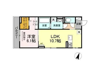 新潟県新潟市中央区 3階建 築4年(1LDK/3階)の間取り写真