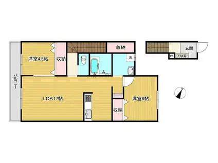 ラフォート K(2LDK/2階)の間取り写真