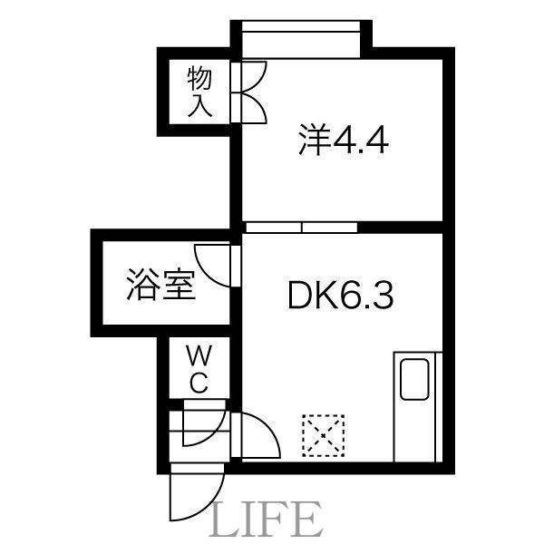 マスターズ18(1DK/2階)の間取り写真