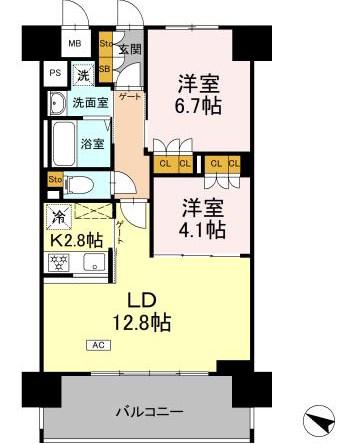 リーラ横浜川和町(2LDK/10階)の間取り写真