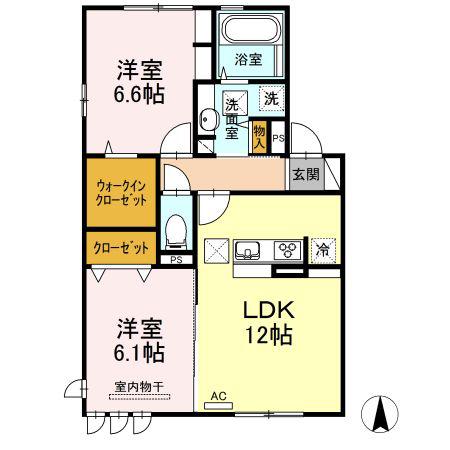 エニシャス(2LDK/1階)の間取り写真