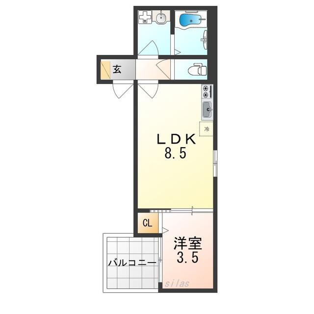 D PORTA CLAVEL(1LDK/1階)の間取り写真