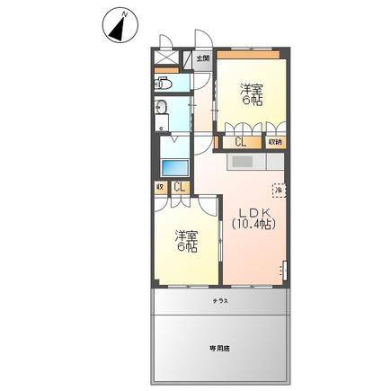 ピュアローズ(2LDK/1階)の間取り写真