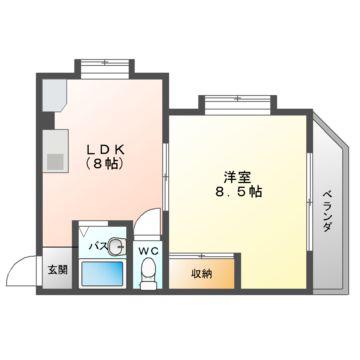 コムズスクエア守口A棟B棟(1LDK/2階)の間取り写真