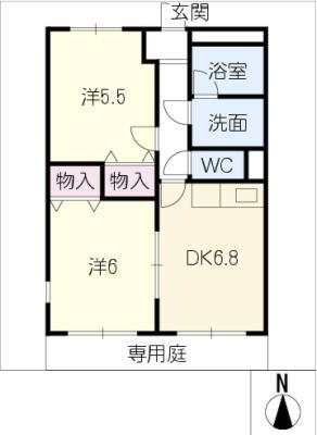 ゲストインM2番館(2DK/1階)の間取り写真
