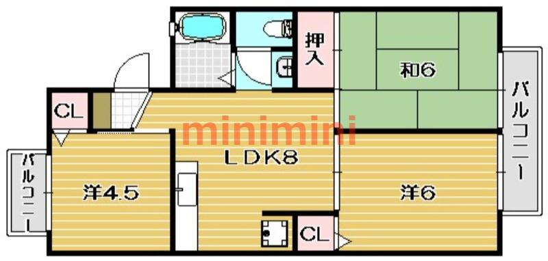 ヴェル・ドミールI(3LDK/2階)の間取り写真