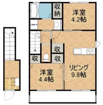 エランティス(2DK/2階)の間取り写真