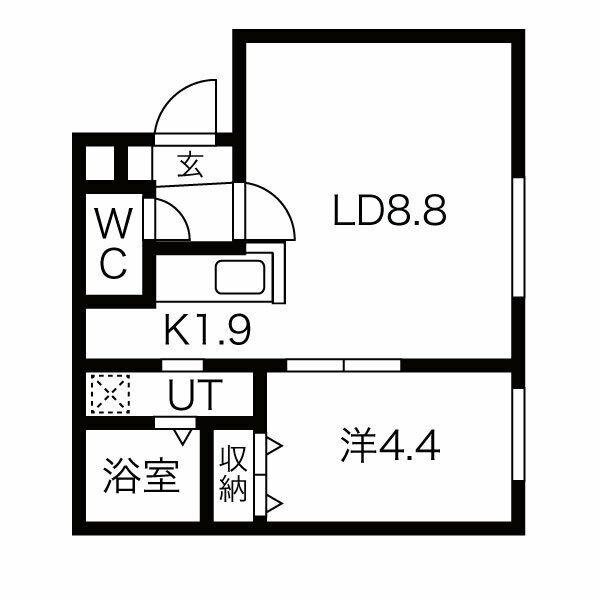 ECOA南郷7丁目(1LDK/3階)の間取り写真