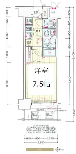 プレサンス堺筋本町センティス(1K/5階)の間取り写真