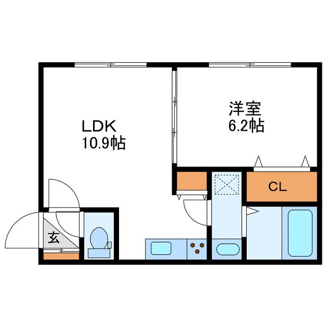 アンシャンテ ENCHAN-THE(1LDK/1階)の間取り写真