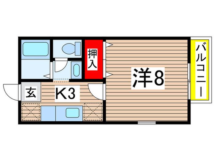 フォレストヴィラS(1K/2階)の間取り写真