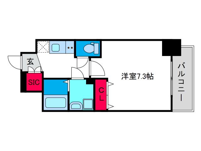 ファーストフィオーレ九条III(1K/2階)の間取り写真