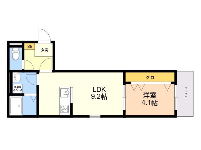 OC周船寺(1LDK/1階)の間取り写真
