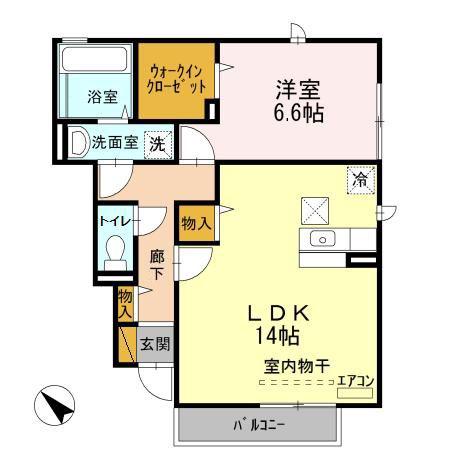 ラヴェスト・コートB(1LDK/1階)の間取り写真
