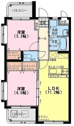 T-スクエアII(2LDK/2階)の間取り写真