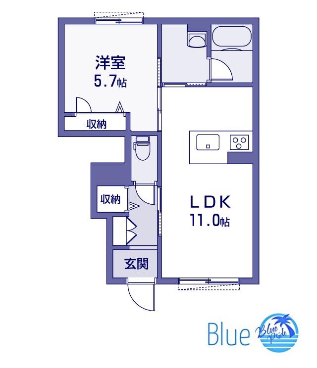 グレイスパーク湘南茅ヶ崎II(1LDK/1階)の間取り写真