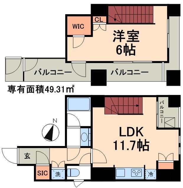 レジディア神田(1LDK/12階)の間取り写真