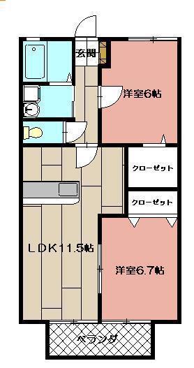 ハイアイランド本城(2LDK/1階)の間取り写真