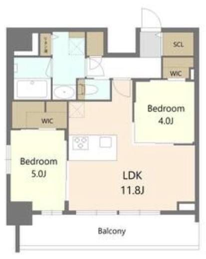S-RESIDENCE松屋町ASENCE(2LDK/9階)の間取り写真