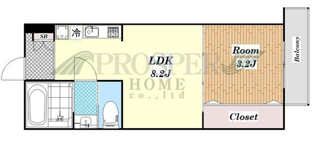 CASA南巽ウエスト(1LDK/2階)の間取り写真