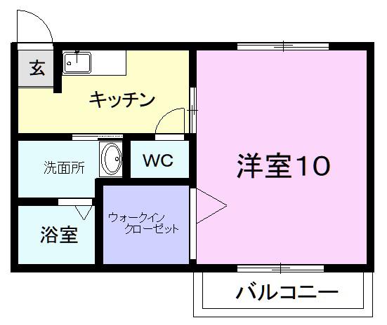 シティーベル(1K/2階)の間取り写真