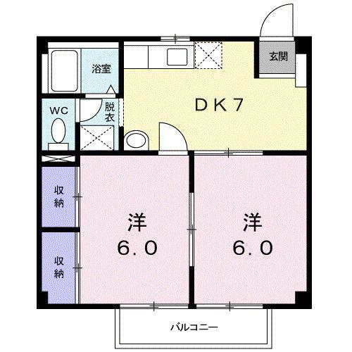 キャッスルライフ(2DK/2階)の間取り写真