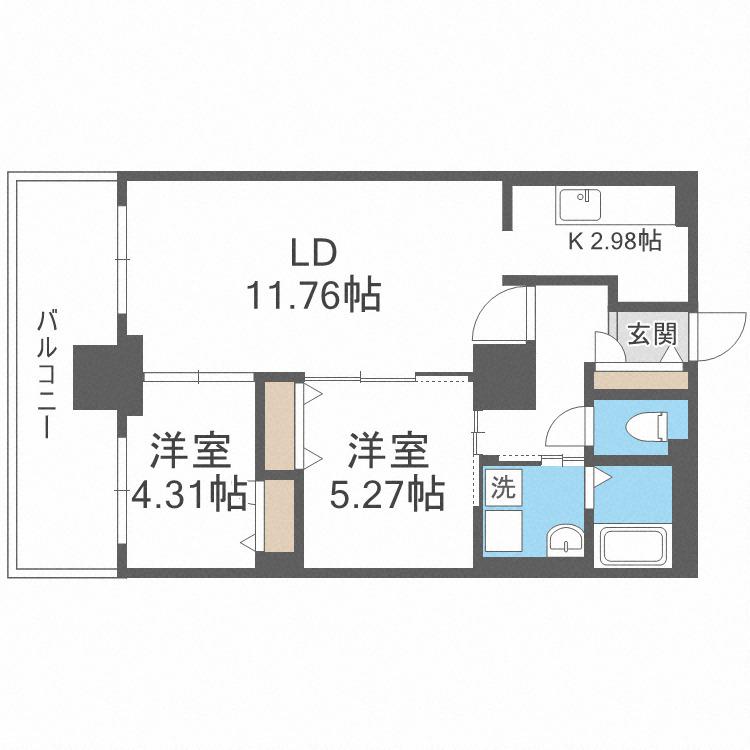 パシフィックタワー札幌(2LDK/10階)の間取り写真