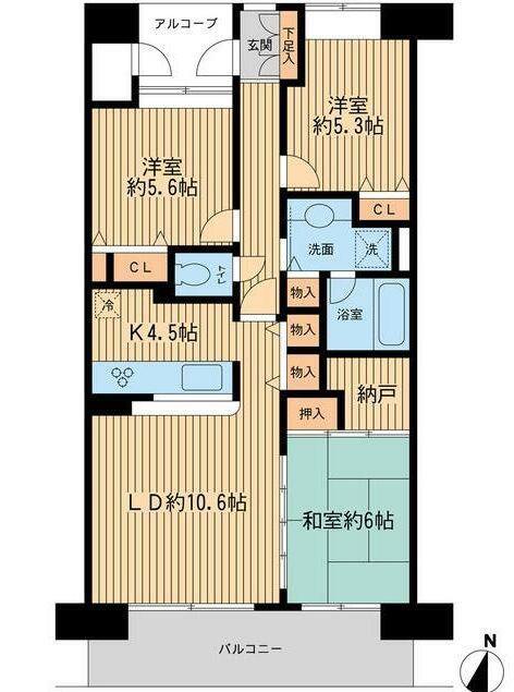 アソシエール溝の口(3LDK/4階)の間取り写真