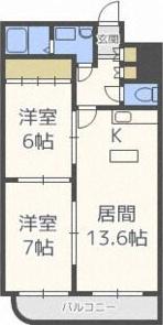 メープル月寒中央駅(2LDK/4階)の間取り写真