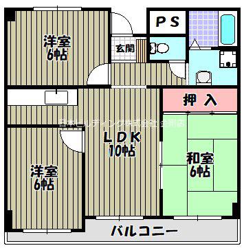 ジョイフル昭栄(3LDK/3階)の間取り写真