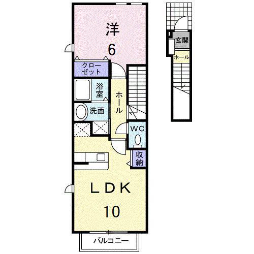 エアリーC(1LDK/2階)の間取り写真