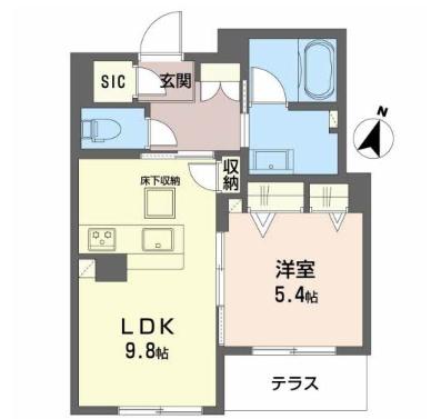 シャーメゾン アミスタ(1LDK/1階)の間取り写真