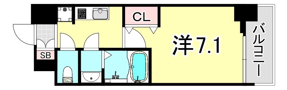 フレシール昭和通(1K/8階)の間取り写真