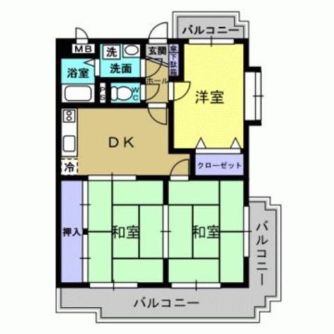 ベルメゾン秀(2LDK/3階)の間取り写真