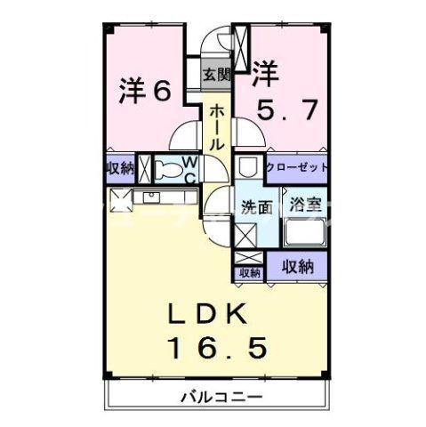 ヴィラ・アベニール(2LDK/1階)の間取り写真