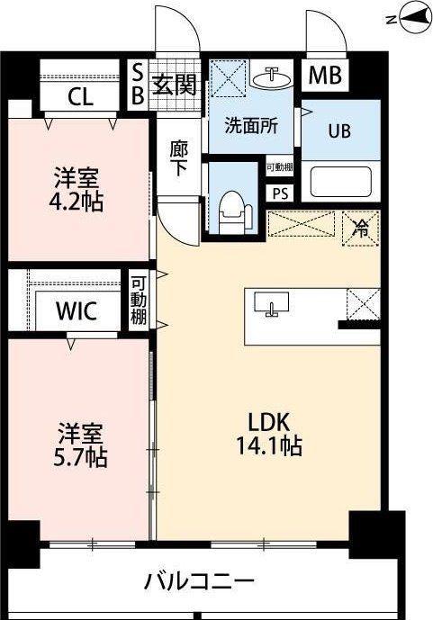 ウイングス熊手(2LDK/10階)の間取り写真