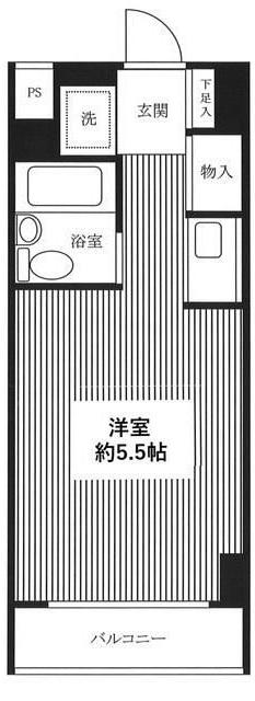 スカイコート武蔵関(1K/4階)の間取り写真